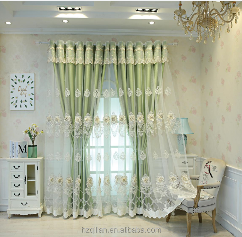 Luxury New European Style Curtains for Living Room Bedroom Double Layer Tulle Gauze Extravagance Embroidered Window Screens