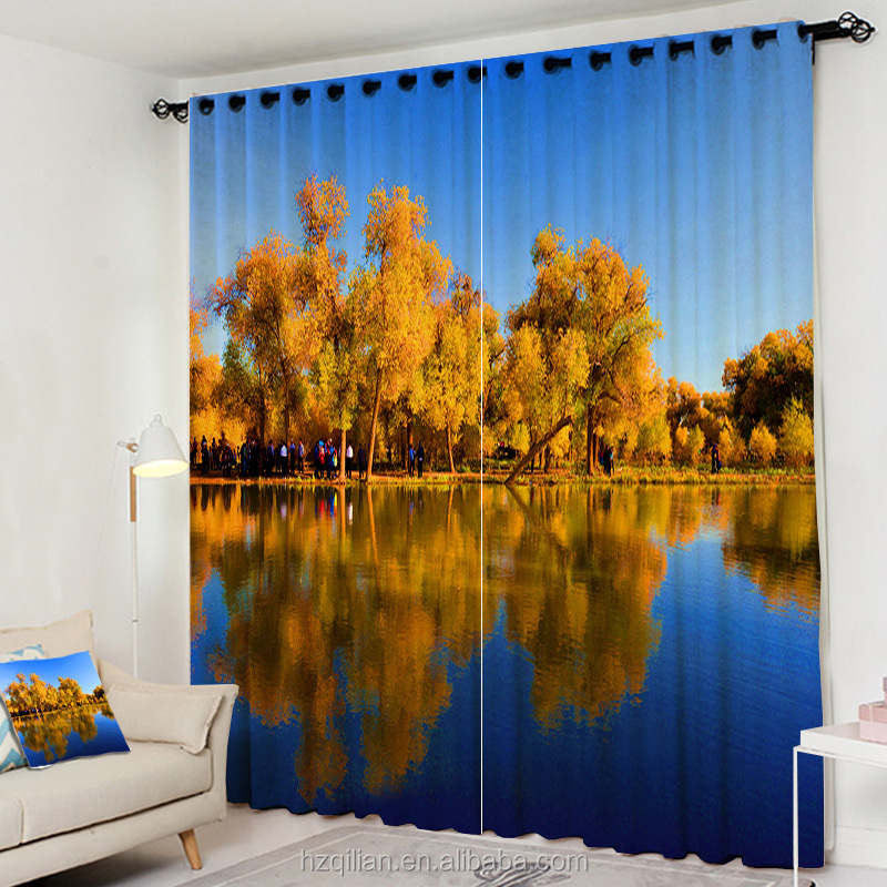 Hot Sell Wholesale 3D Printed Polyester Blackout Fabric Window Curtains Blinds