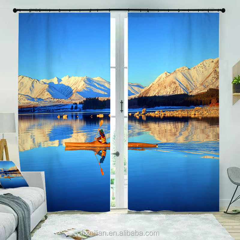 Hot Sell Wholesale 3D Printed Polyester Blackout Fabric Window Curtains Blinds