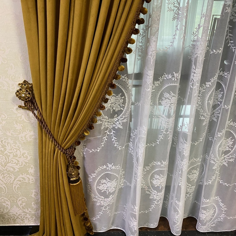 Luxury High Quality Velvet  Blackout Ready Made Window Curtains Panels For Living Room  Church Curtains Backdrop Decoration