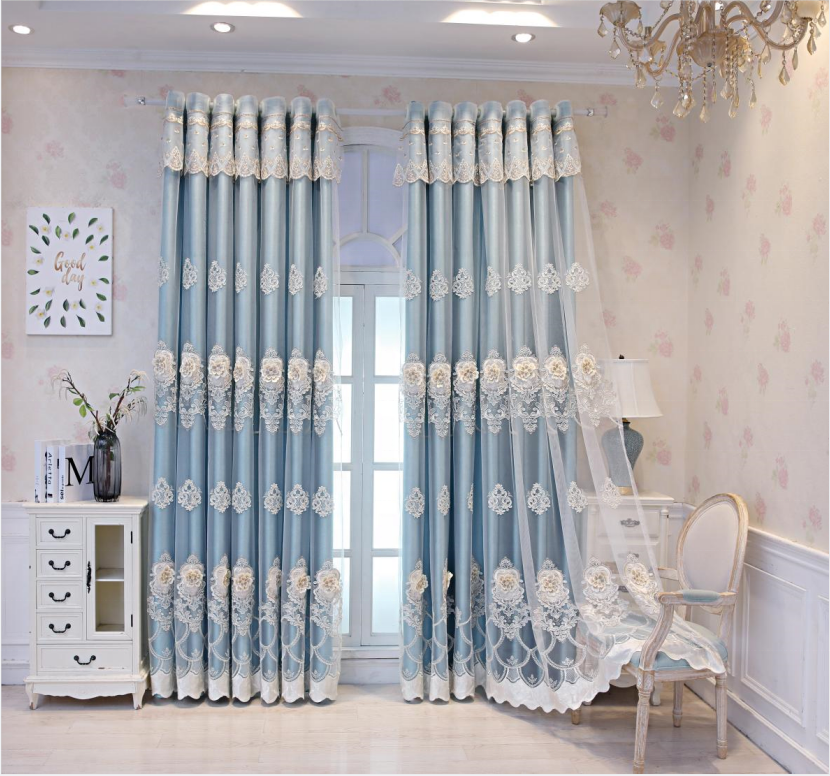 Luxury New European Style Curtains for Living Room Bedroom Double Layer Tulle Gauze Extravagance Embroidered Window Screens