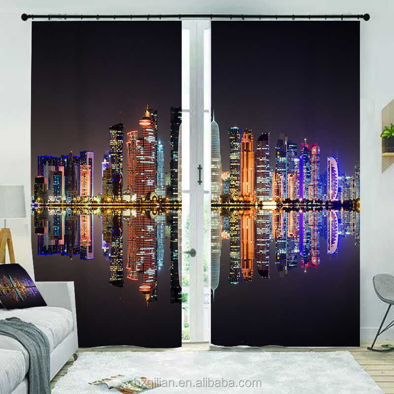 Hot Sell Wholesale 3D Printed Polyester Blackout Fabric Window Curtains Blinds