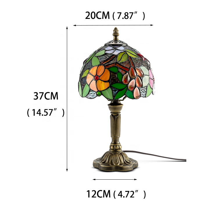 Hot Sale Stained Glass Lampshade With Crystal Antique Style Table Reading Light Tiffany Lamp For Living Bedside/Bedroom/Cafe