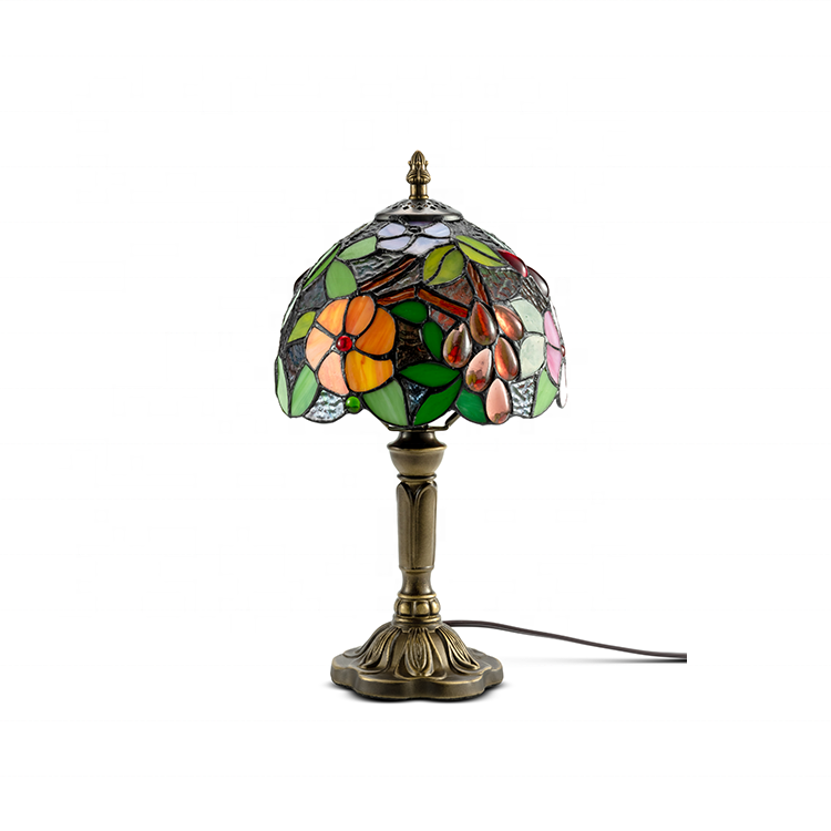 Hot Sale Stained Glass Lampshade With Crystal Antique Style Table Reading Light Tiffany Lamp For Living Bedside/Bedroom/Cafe