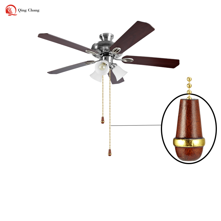 Walnut Wooden Pull Chain Extension With Brass Decorative For Ceiling Fan Light Suitable For Restaurant