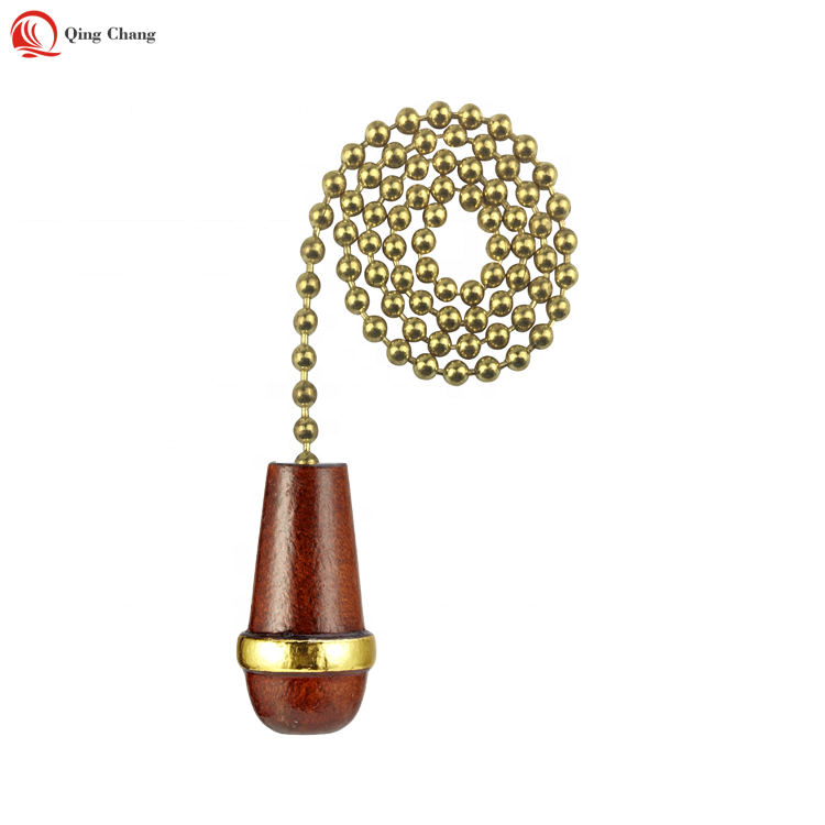 Walnut Wooden Pull Chain Extension With Brass Decorative For Ceiling Fan Light Suitable For Restaurant