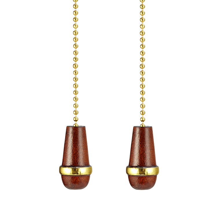 Walnut Wooden Pull Chain Extension With Brass Decorative For Ceiling Fan Light Suitable For Restaurant