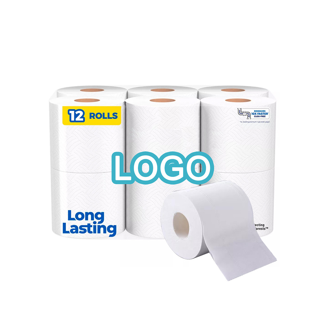 4 8 12 Rolls OEM Water Soluble Ultra Soft Toilet Paper 2 3 4 Ply Toilet Paper Roll