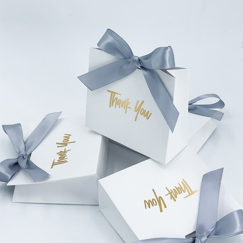 Birthday Christmas Favor Present Boxes Packing Wedding Candy Thank You Party Favor Gift Paper Gift Bag With Ribbon Bow