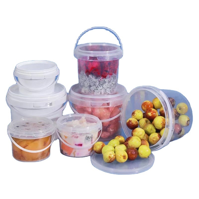 Customized Small Volume Plastic Packaging Bucket 1000ml Clear PP Material Package Tub With Lid