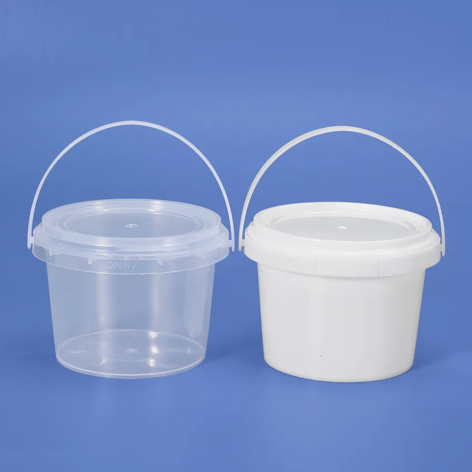 Customized Small Volume Plastic Packaging Bucket 1000ml Clear PP Material Package Tub With Lid