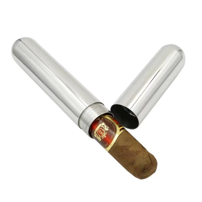 Factory Wholesale Portable Stainless Steel Cigar Humidor Tube for  cigar