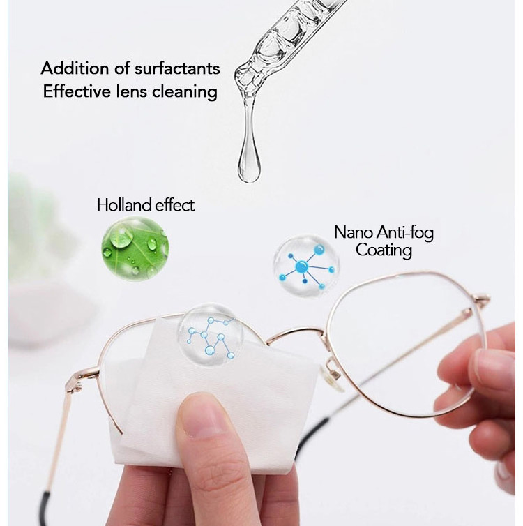 Custom Label Lens Cleaning Wipes Pre-Moistened Individually Wrapped Wipes for Eyeglasses Goggles Camera Lens