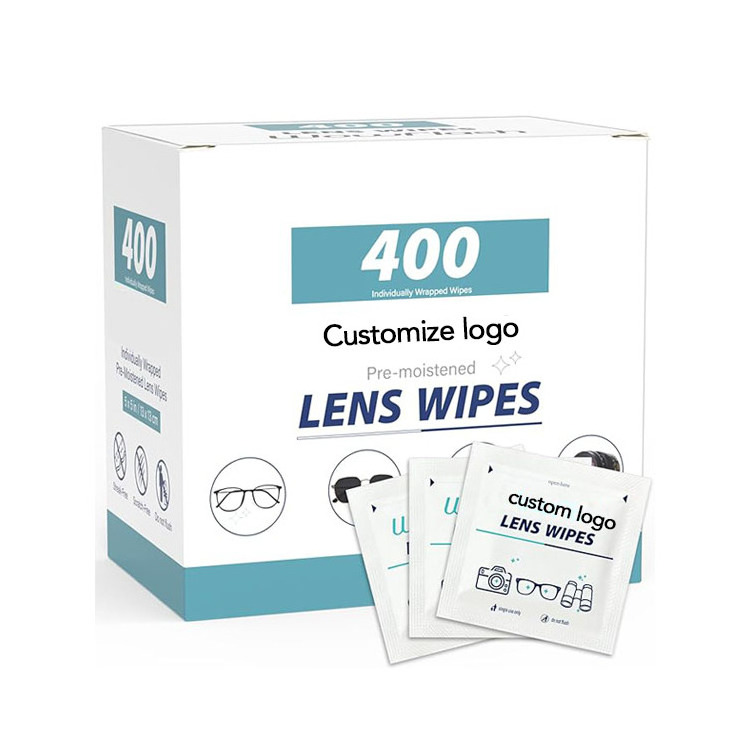 Custom Label Lens Cleaning Wipes Pre-Moistened Individually Wrapped Wipes for Eyeglasses Goggles Camera Lens