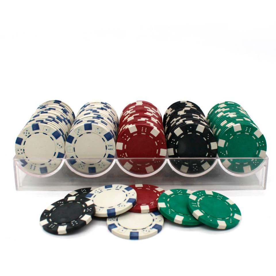 Wholesale custom 300 pieces casino poker chips 2 playing cards 5 dice case set with aluminum case