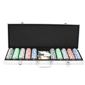 Hot sale custom logo 500 pieces casino poker chips set with aluminum case