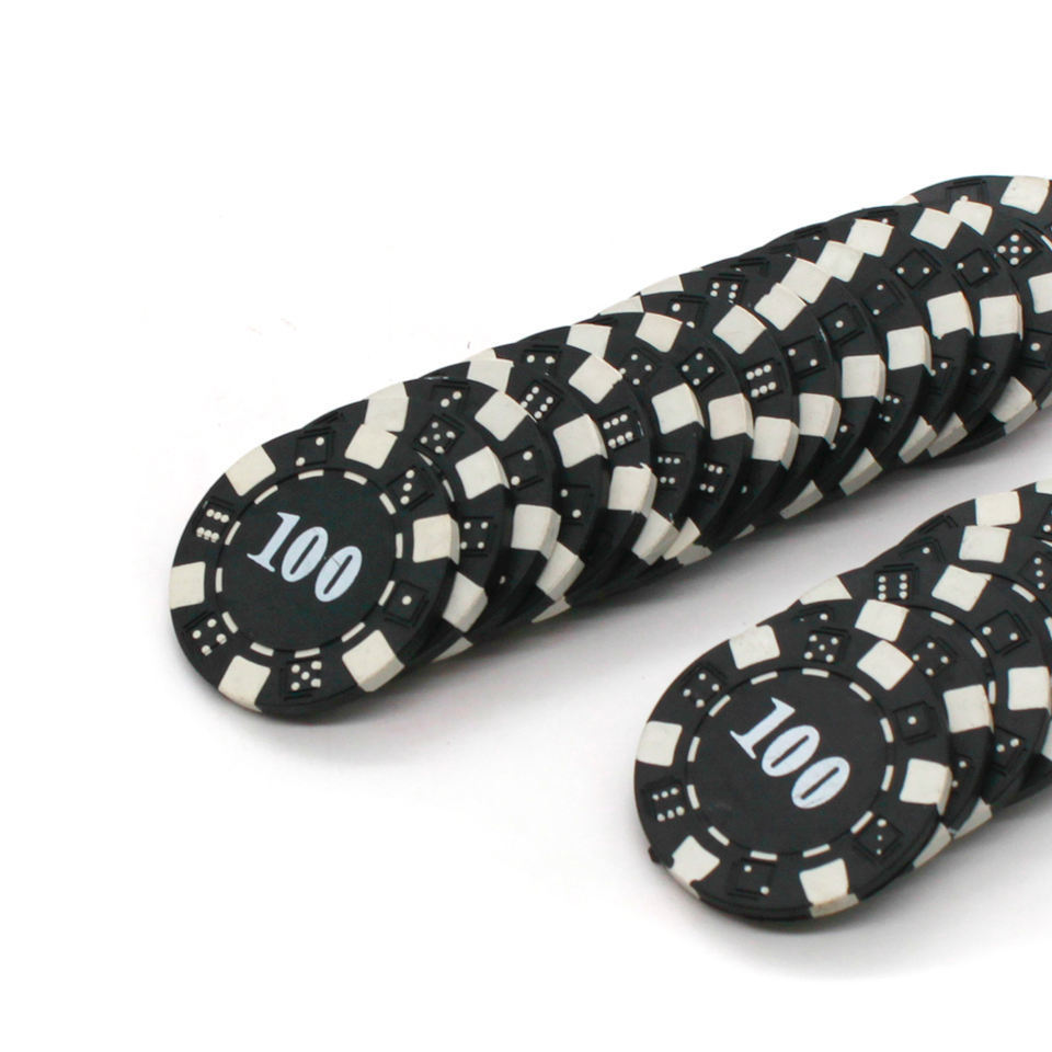 Hot sale 11.5g casino professional striped dice ABS material with metal insert poker chips