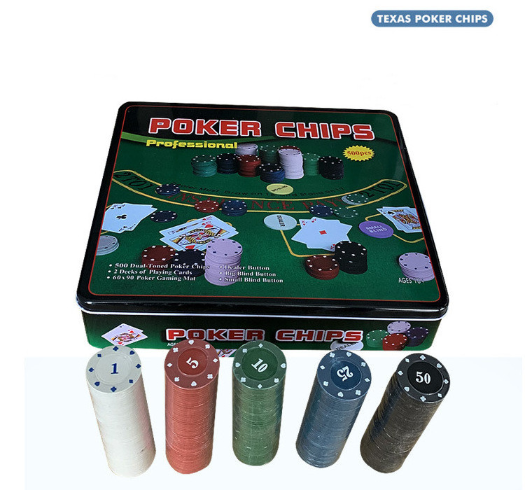 Factory 500 Chips Poker Set Table Playing Cards Set Poker Chips With Iron Box For Party Entertainment