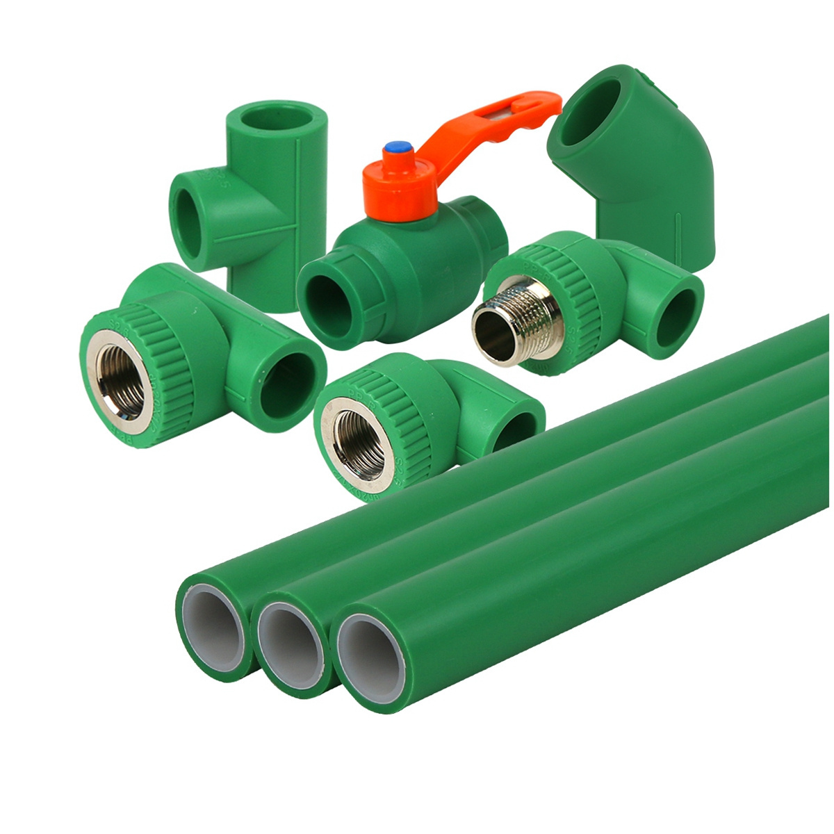 top grade green plastic ppr pipe fitting with factory price korean raw material