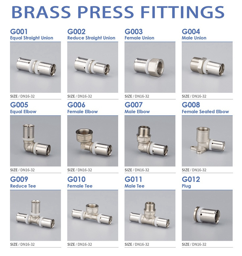 brass press pipe fittings copper press customize brass press fitting brass plumbing fitting