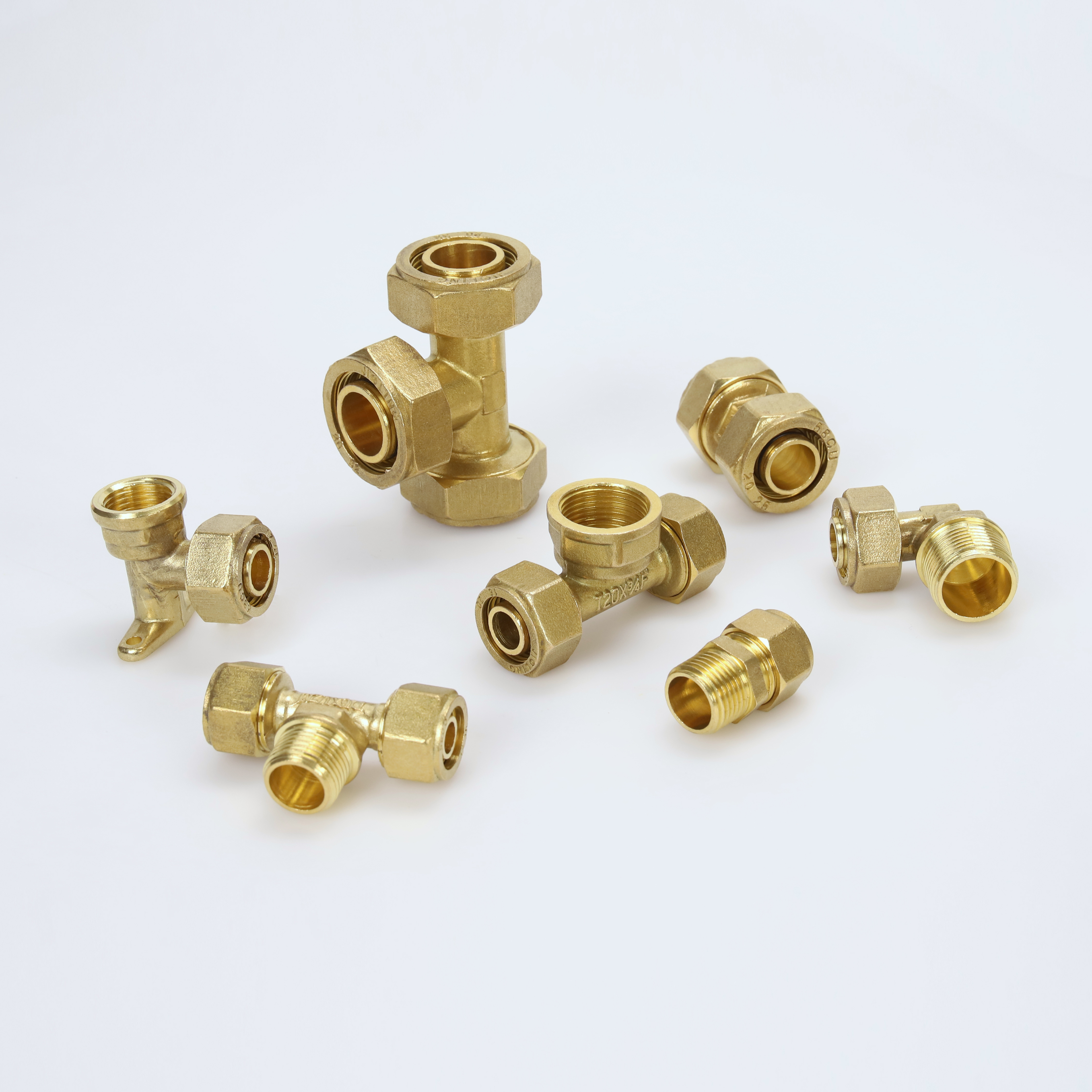 F008  PEX-Al-Pex pipe fittings Brass compression drop ear elbow fitting for alum-plastic hose female seated elbow