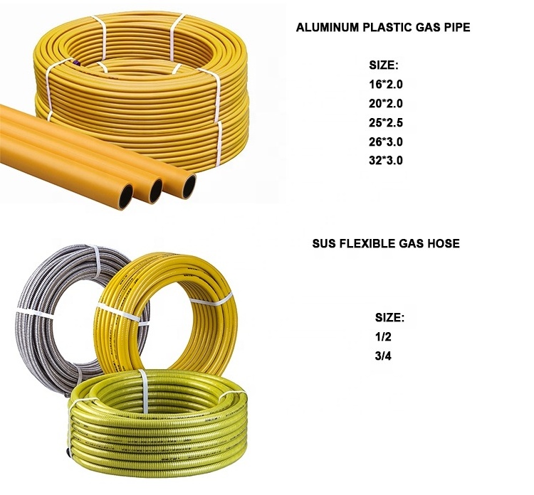 J002 yellow flexible metal stainless steel flex corrugated cooker stove natural gas hose lpg pipe lpg gas air hose for gas oven