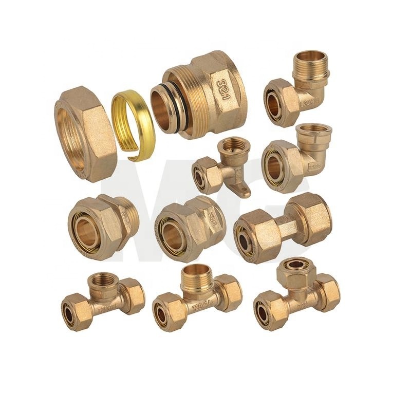 Pipe Fitting Sleeve Type Brass Pex Fitting 90 Degree Elbow Reducing Brass for PEX-AL-PEX Natural Gas Pipe 25mm Hexagon Male