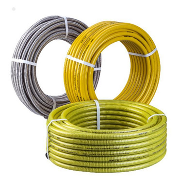 J002 yellow flexible metal stainless steel flex corrugated cooker stove natural gas hose lpg pipe lpg gas air hose for gas oven