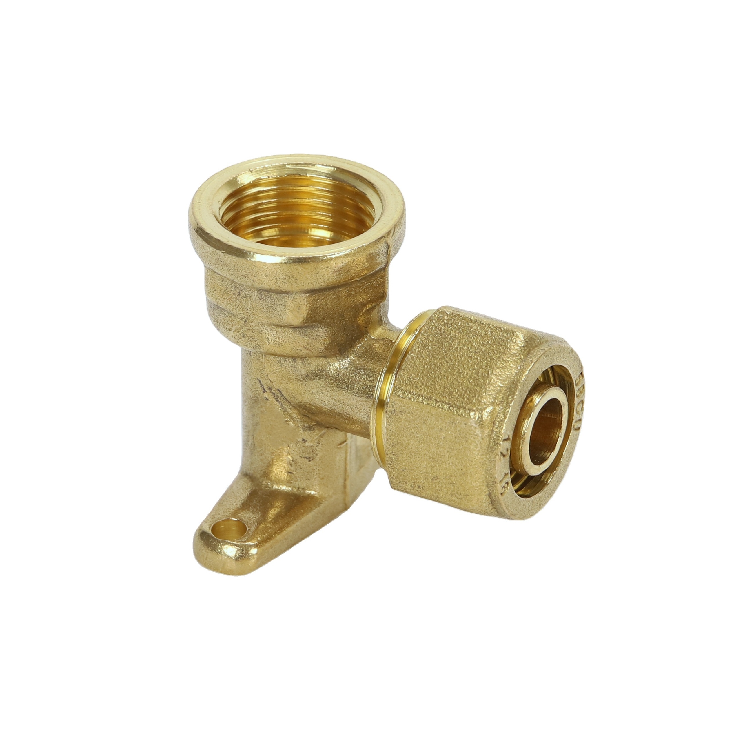 F008  PEX-Al-Pex pipe fittings Brass compression drop ear elbow fitting for alum-plastic hose female seated elbow