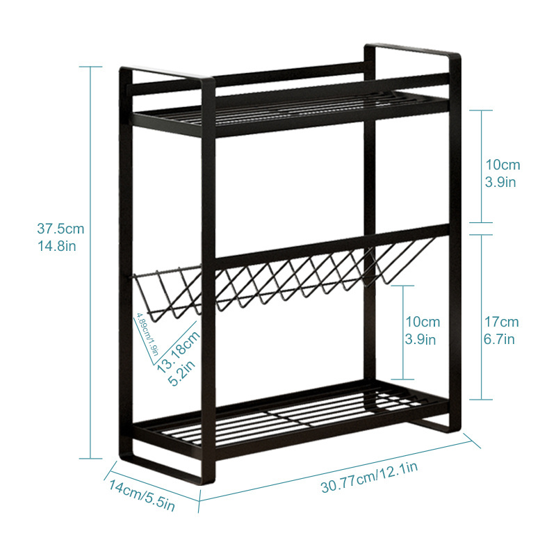 Household Kitchen Wall- Mounted Storage 2/3 Layers Heavy Duty Shelves For Bottles Wall Shelves With Slanted Spice Rack