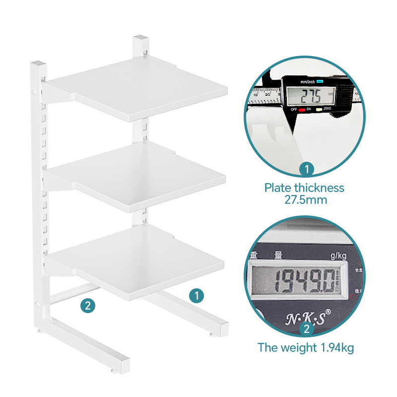 Manufacturer 2-3-4 Tier Kitchen Pots and Pans Rack Countertop Cabinet Shelf Height Adjustable Pot Organizer for Kitchen