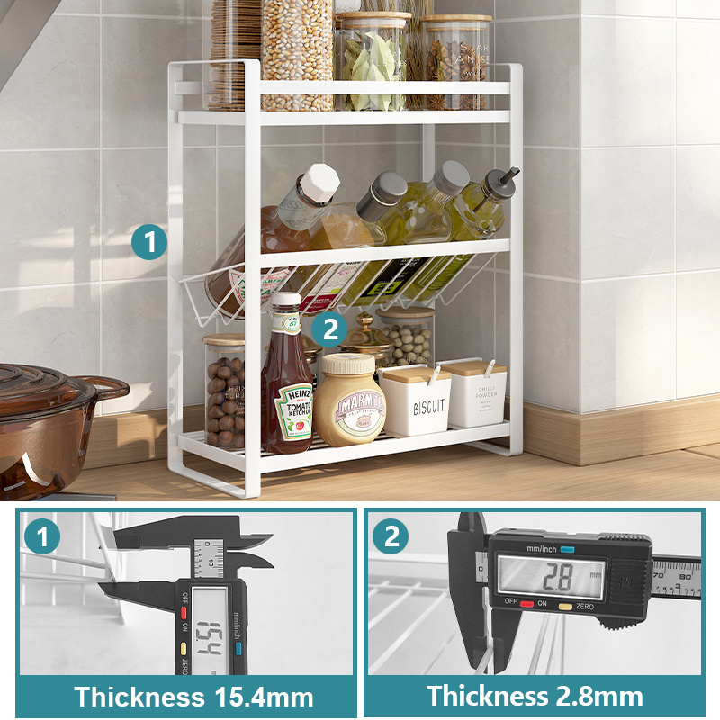 Household Kitchen Wall- Mounted Storage 2/3 Layers Heavy Duty Shelves For Bottles Wall Shelves With Slanted Spice Rack