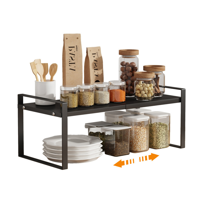 Expandable Cabinet Countertop Shelves, Storage Stackable Shelf Kitchen Cupboard Organizer Stackable Spice Rack Kitchen Pantry