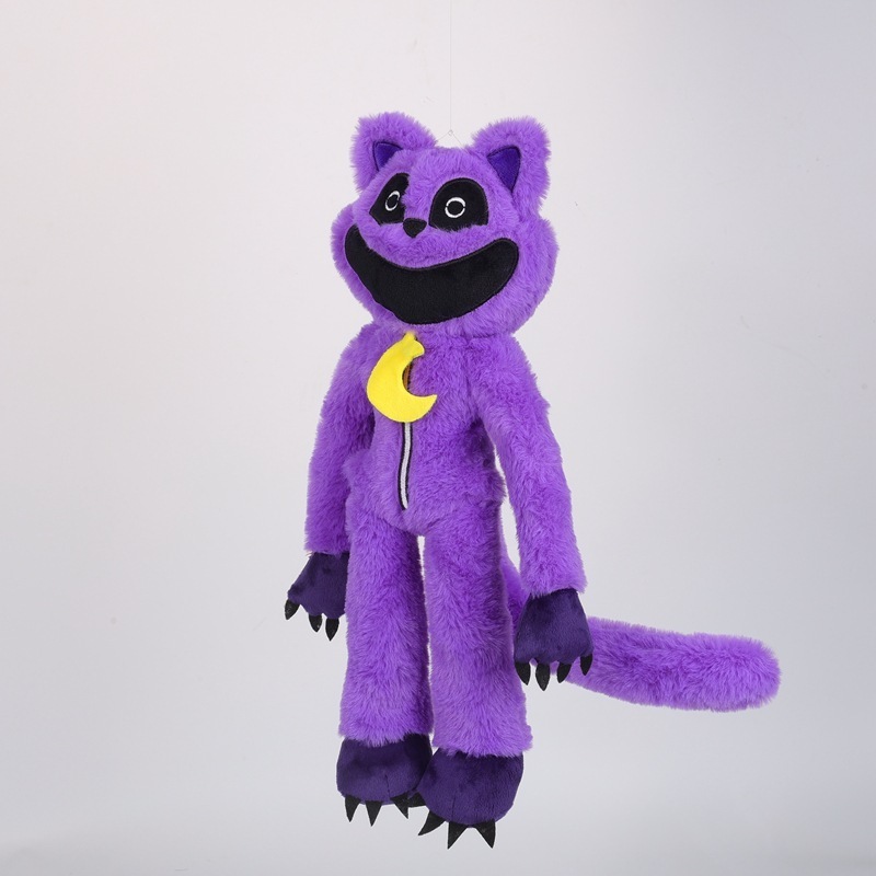 AL   wholesale High quality Custom Cartoon Anime Smiling Critters  Plush Toy Big mouth purple cat plush toy