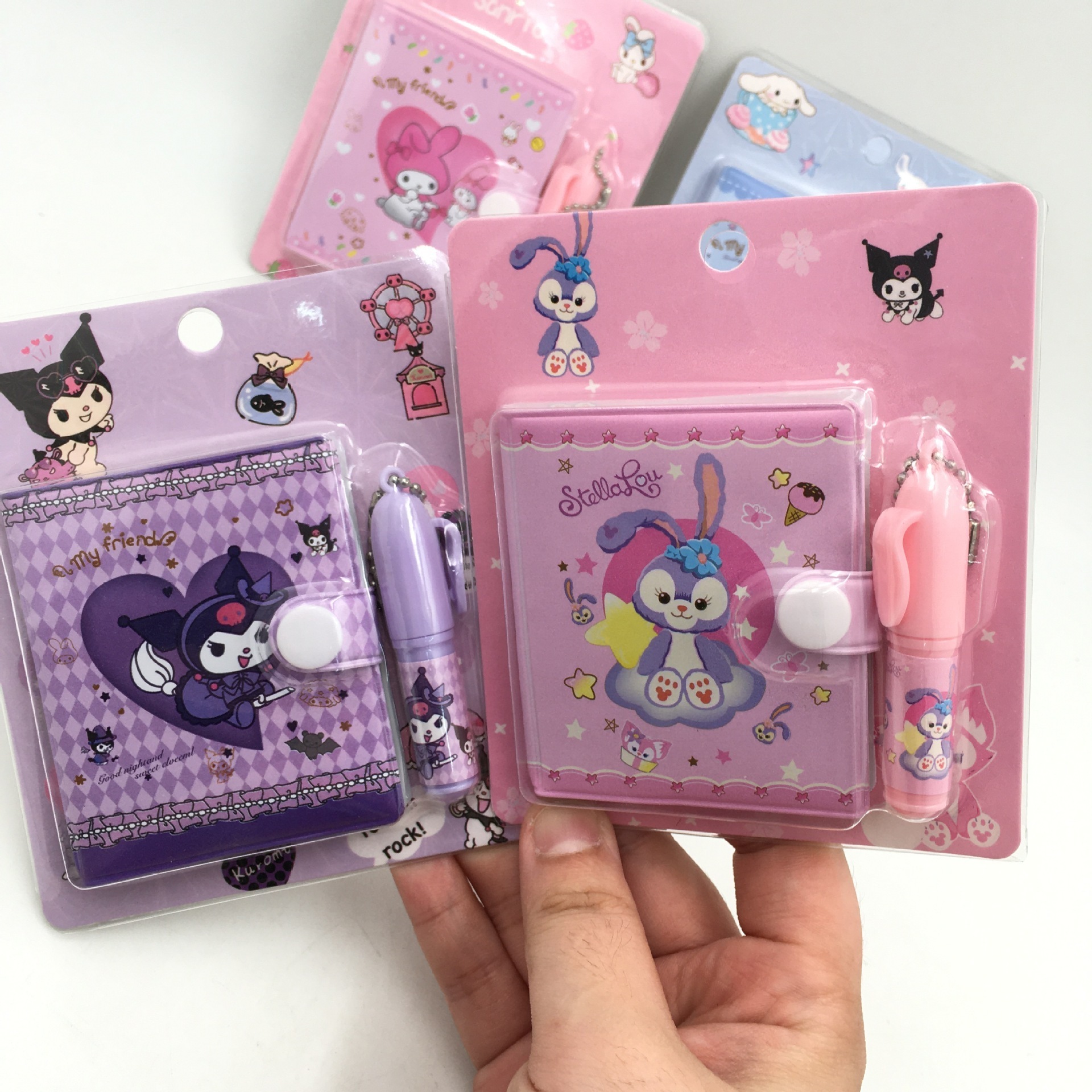 LINDA   Wholesale San-rio Melody Big Eared Dog Sticky Note Kuromi  Rubber Sleeve Book with Ballpoint Pen Prize