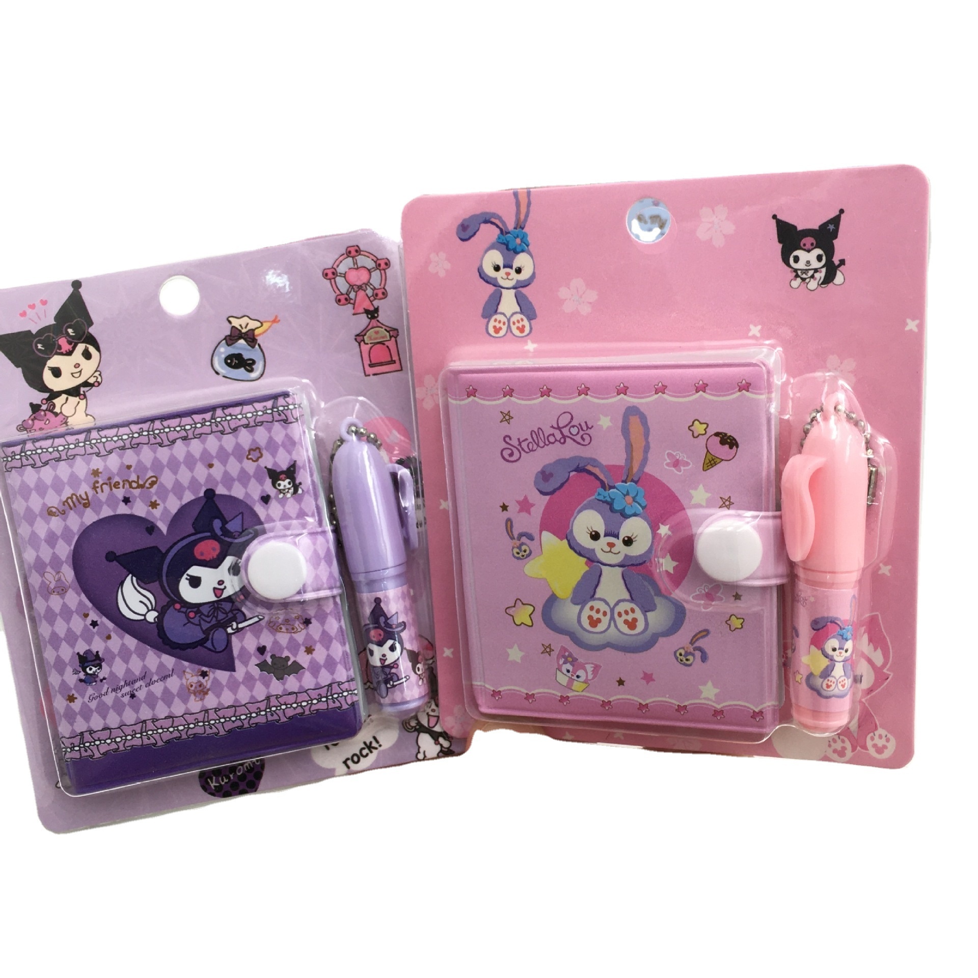 LINDA  wholesale San-rio Kuromi Mymelody Cinnamoroll Notebook With Pen Set Cute Anime Notepad For Kids