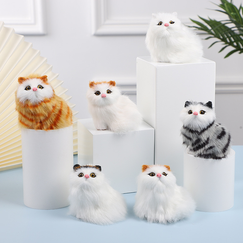 AL Basket cat with lights Plush Toys cute Simulation cat scenic crafts  creative weaving flower basket decoration