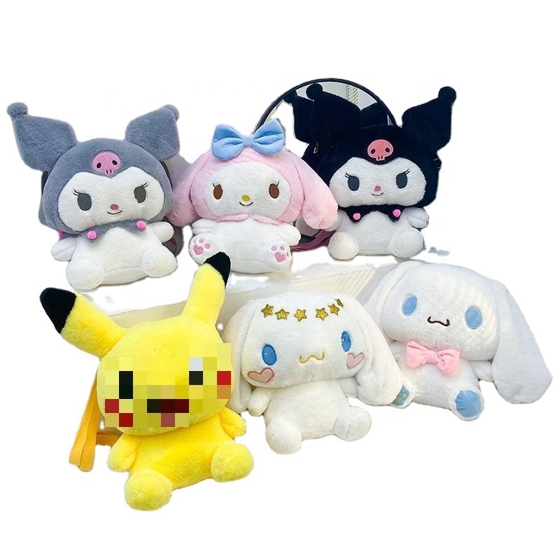 LINDA toy Wholesale customize Kawaii Sanrioes My Melody Kuromi Cinnamoroll Anime Plush Bag Shoulder Bags Handbags Plush Backpack