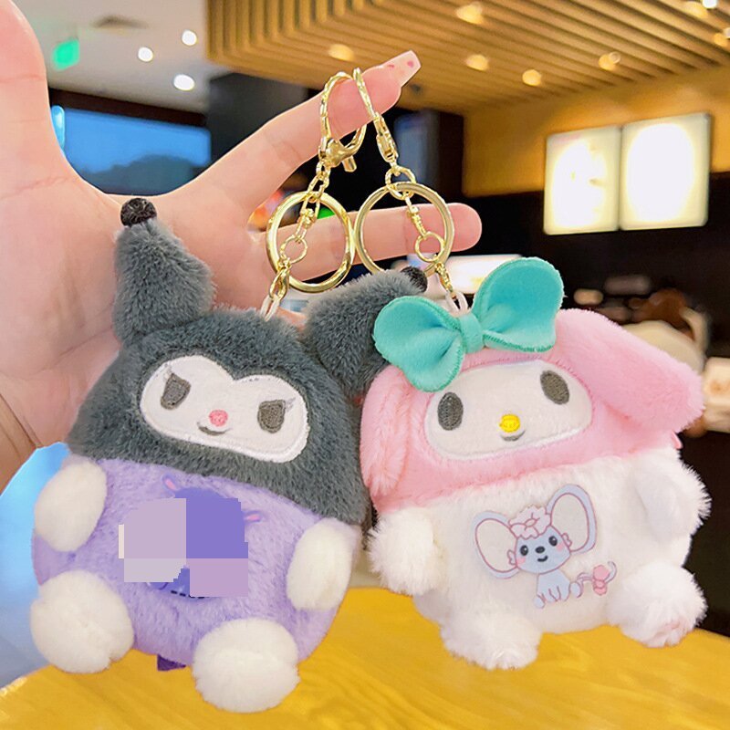 LINDA Kuromi  Sanrioes Plush Melody Coin Wallet Dog Animal Plush  Travel Bag Keychain Pendant Toy