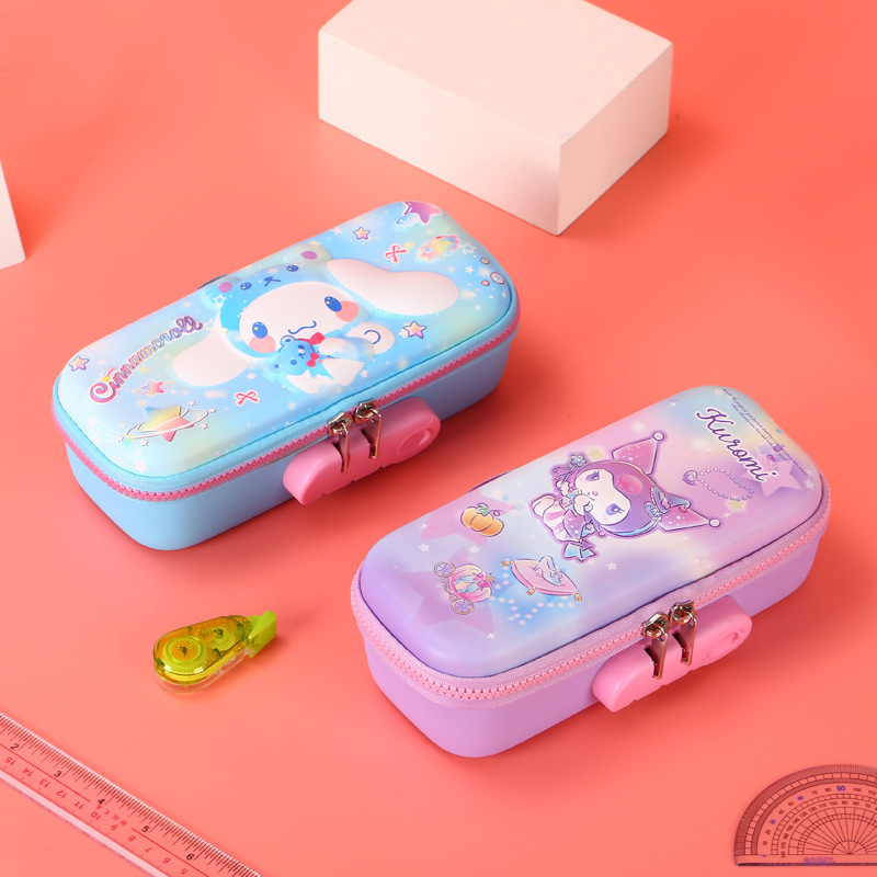 Linda colored multifunctional Kuromi Mymelody Cinnamoroll Student School password Children Box Stationery bags pencil box