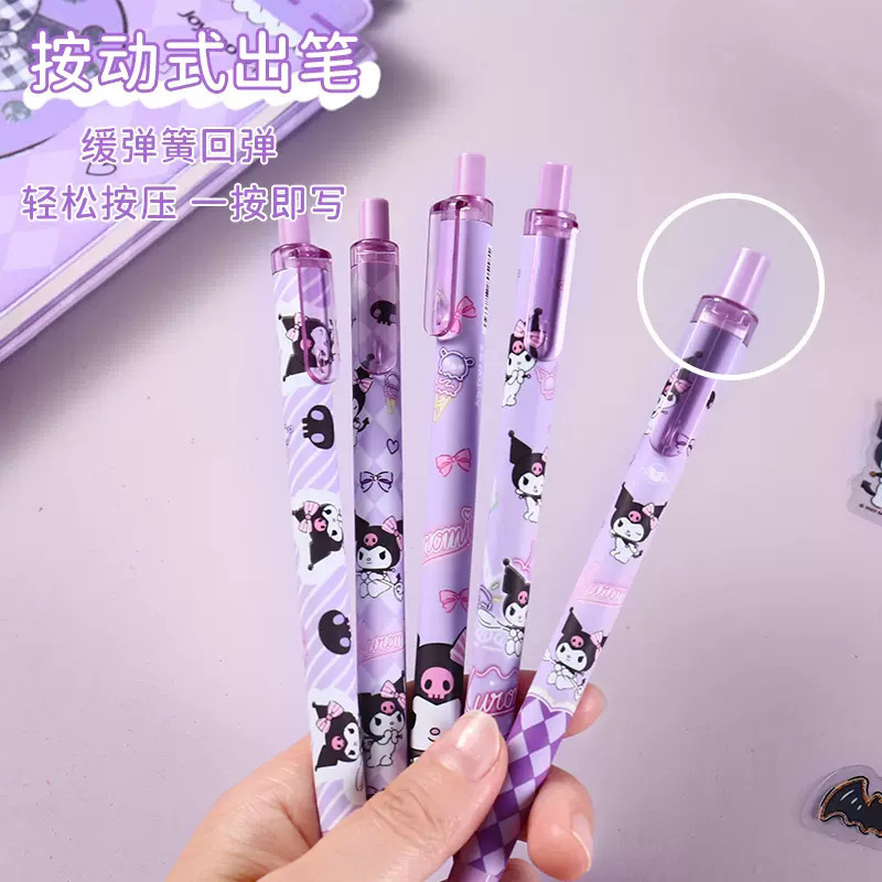 LINDA Sanrioes Kuromi Mymelody Cinnamoroll Pochacco Press Neuter Pen Children's Cartoon Pen Student Pen