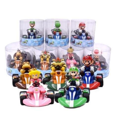 Linda toy Cartoon Car Mario Luigi Action Figure Pull-back Vehicle Kart Cars Figure Toys