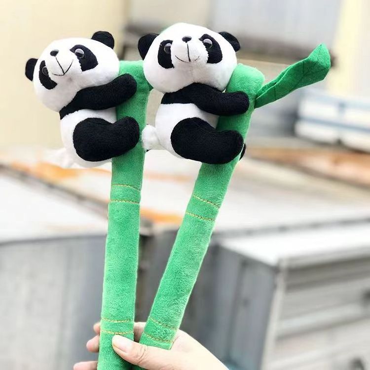 LINDA toy New Bamboo Panda Bamboo Pole Panda Zoo Souvenir Plush Doll Toy Panda