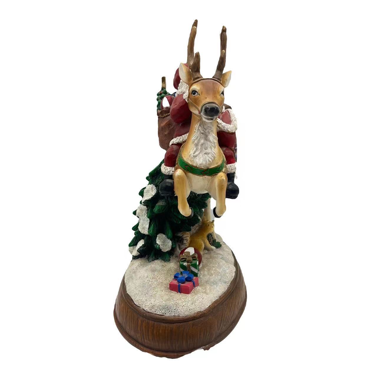 Customizable resin Santa Claus reindeer decoration sculpture