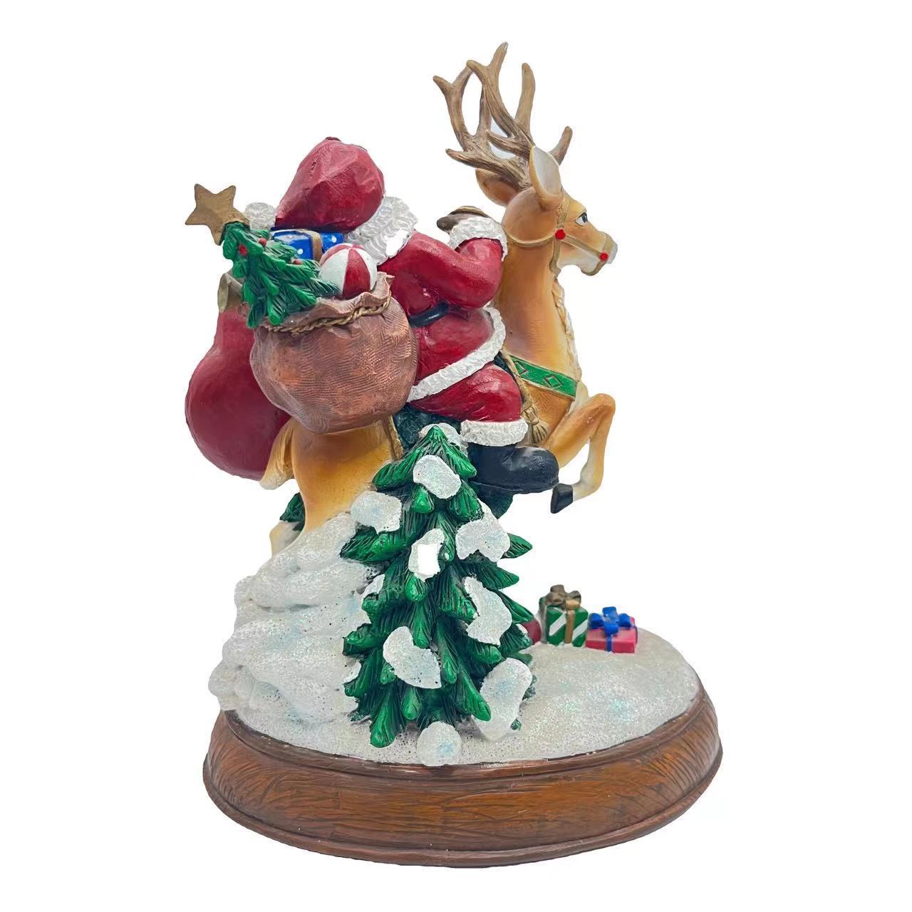 Customizable resin Santa Claus reindeer decoration sculpture