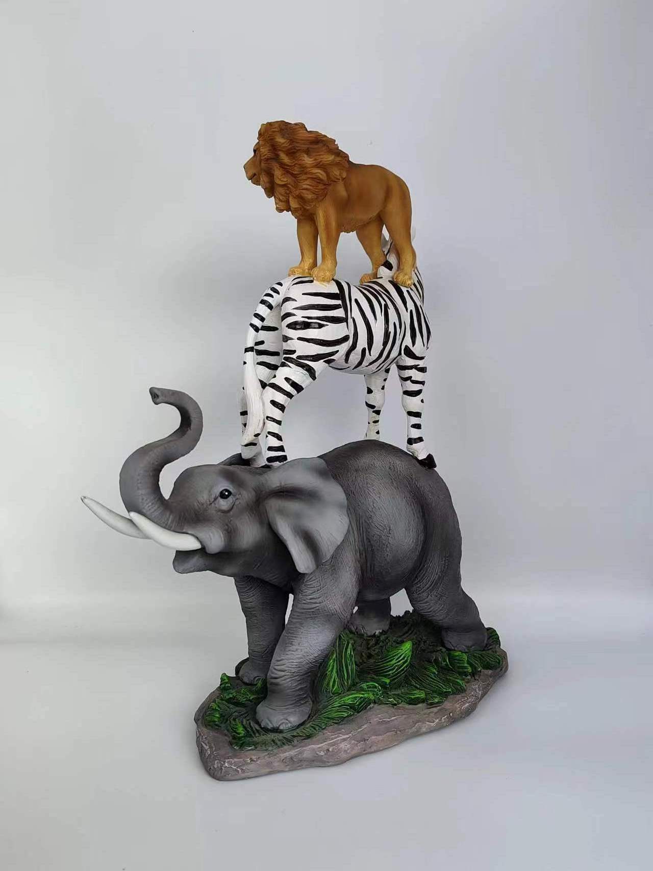 Animal Garden Accessories Resin Sculpture Multi-Animal Elephant Tiger Zebra Animal Figurine for Decoration