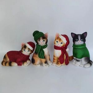 4 Kinds Cute Fashion Realistic Art Animals Figurines Cat Resin Crafts Home Decoration Gifts