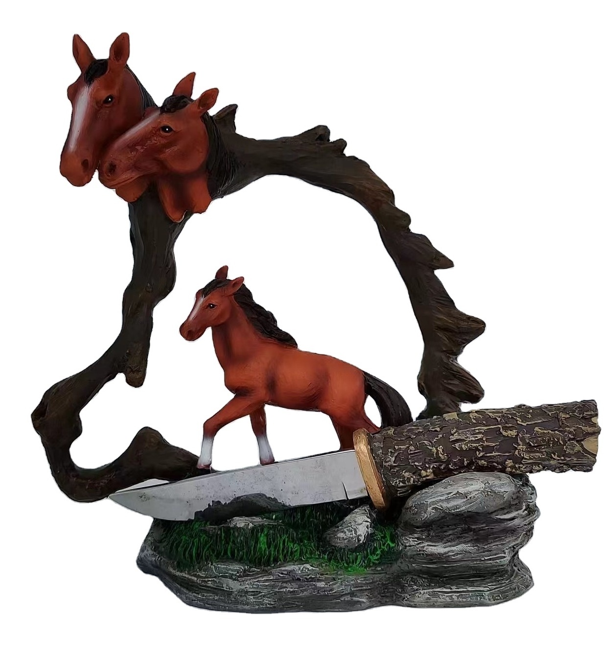 Customized Creative Resin Horse Head Horse Animals Decoration Ornaments with Decorative Knife Holder Organizer