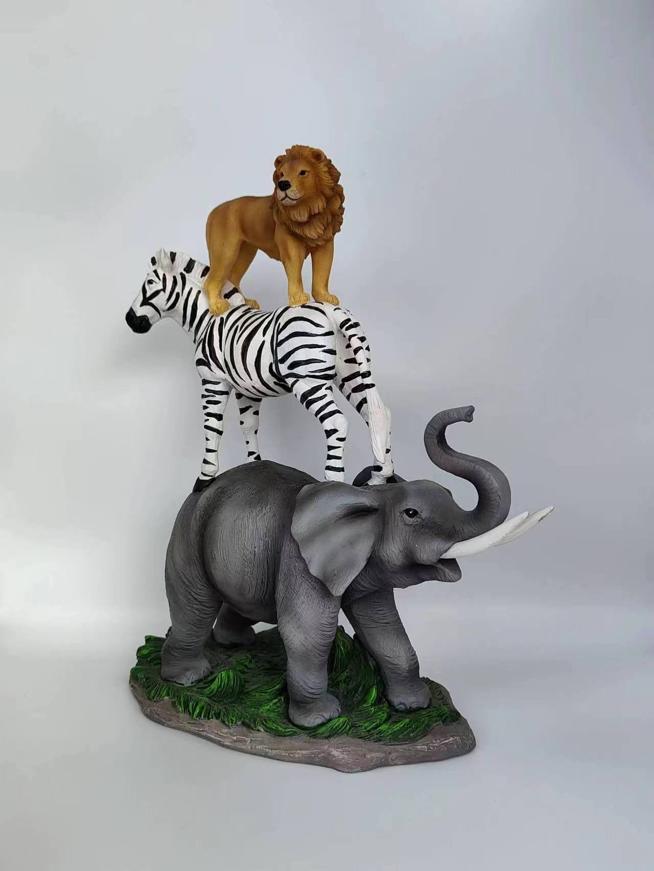 Animal Garden Accessories Resin Sculpture Multi-Animal Elephant Tiger Zebra Animal Figurine for Decoration