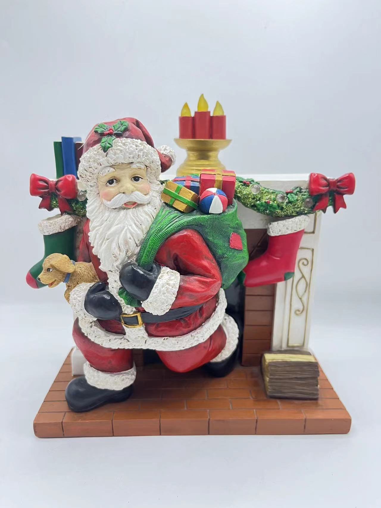 Customizable led lamp resin Santa Claus sculpture desktop decoration